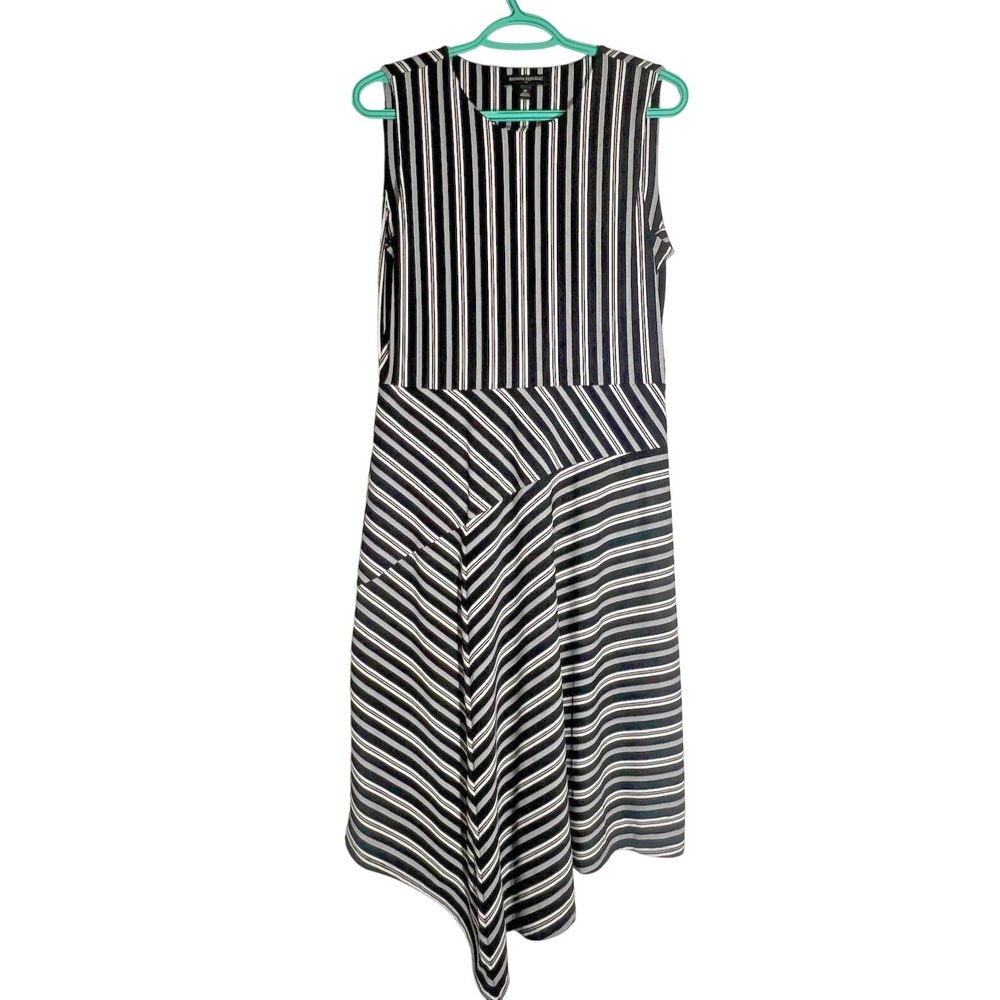 Banana Republic Striped Dress Sleeveless Asymmetrical Hem Midi Women M Workwear‎